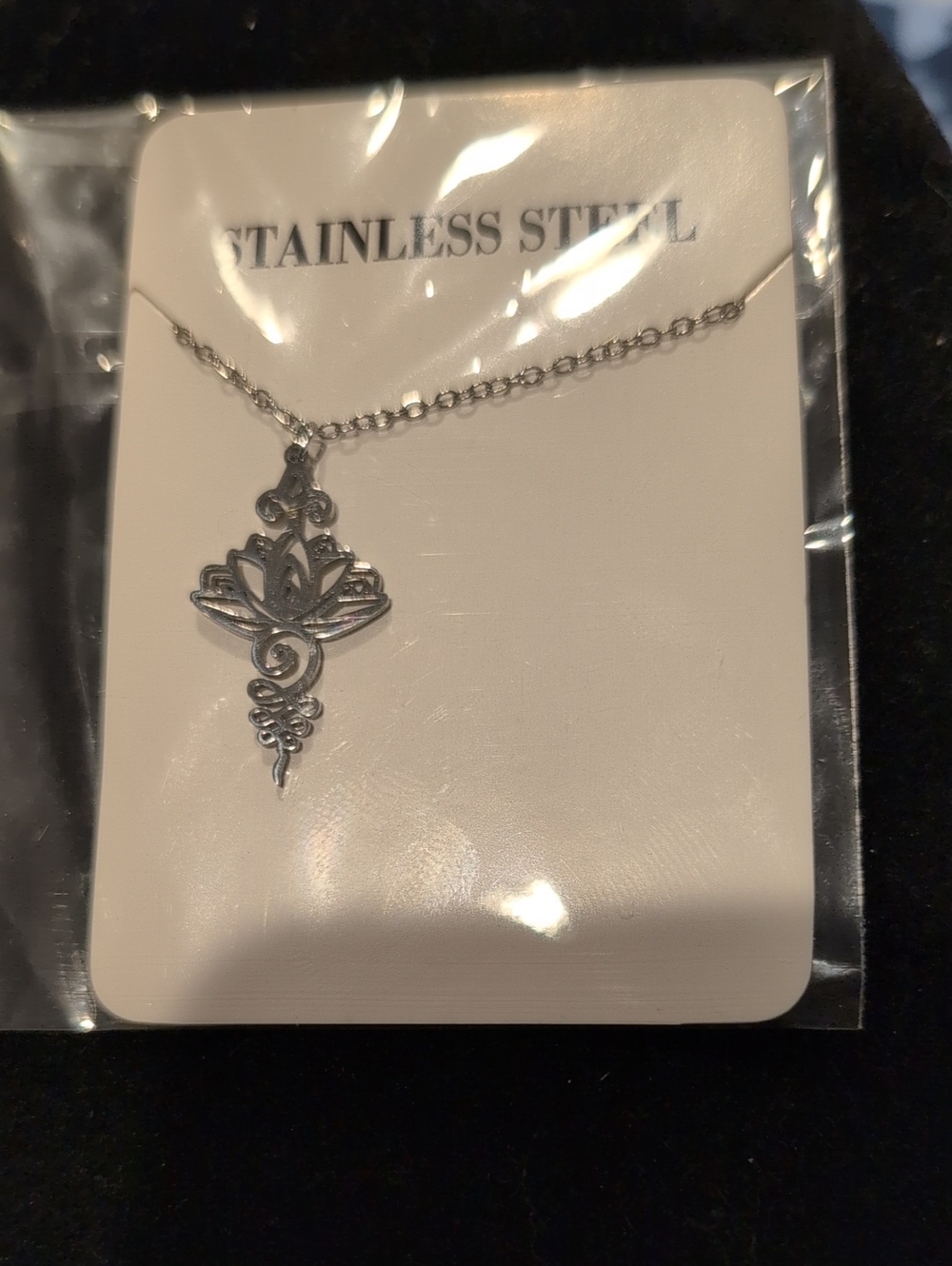 Stainless Steel Lotus Pendant Necklace
